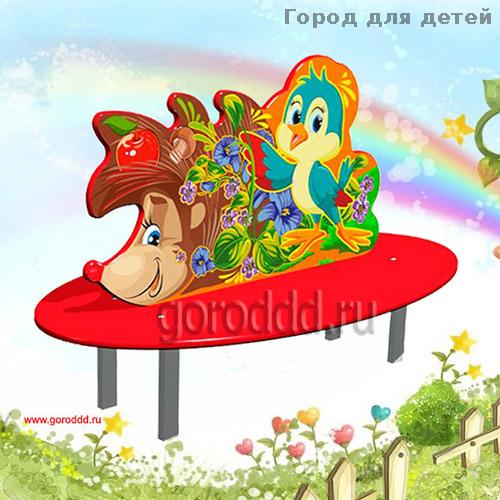 Двусторонняя детская лавочка «Заботливый ежик» для детских площадок